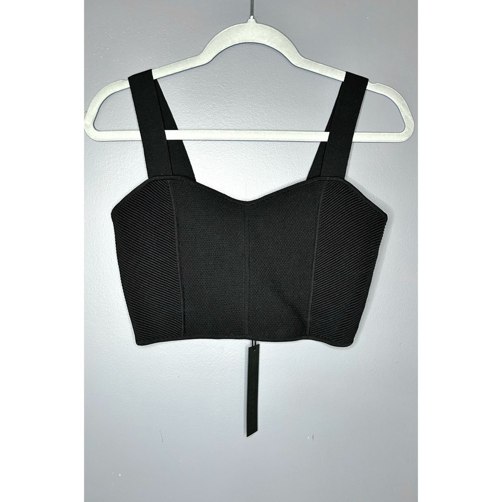 House Of Harlow Tank Top Womens S Black Stretch Knit Crop Sweetheart Bustier